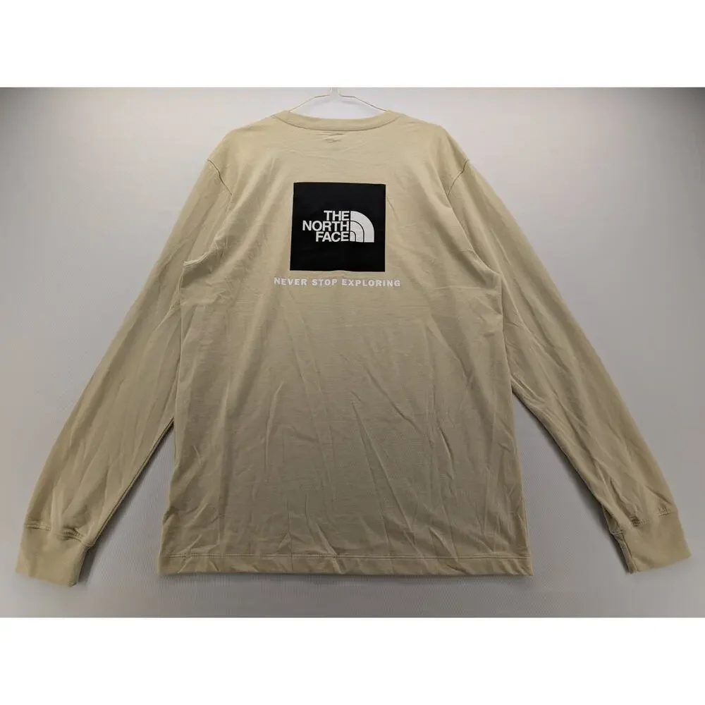 NWT The North Face Men's Long-Sleeve Box NSE T-Shirt in Gravel size Medium